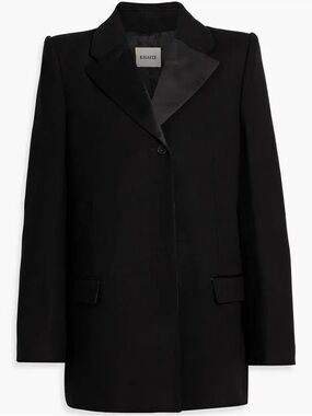 KHAITE Black Single-Button Blazer with Satin Lapel